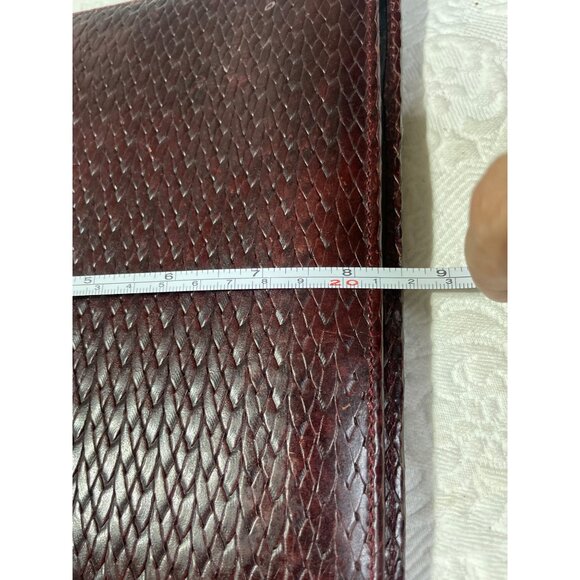 Leather Portfolio Cover Majora Full Grain Cognac Burgundy With Textured Design 1 - Picture 7 of 7